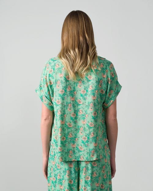 Knotted top in printed rustic viscose