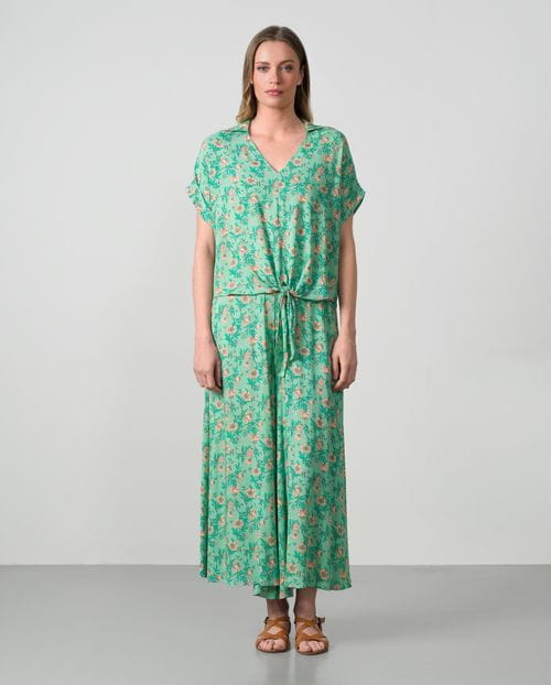 Knotted top in printed rustic viscose