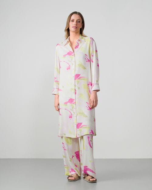 Long blouse in printed twill