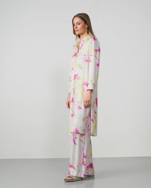 Long blouse in printed twill