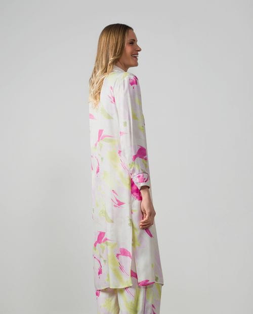 Long blouse in printed twill