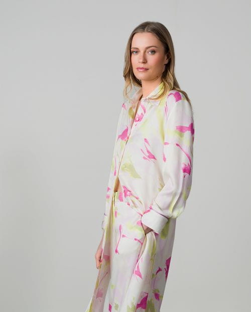 Long blouse in printed twill