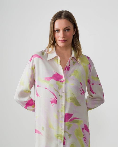 Blusón largo en 'twill' estampado