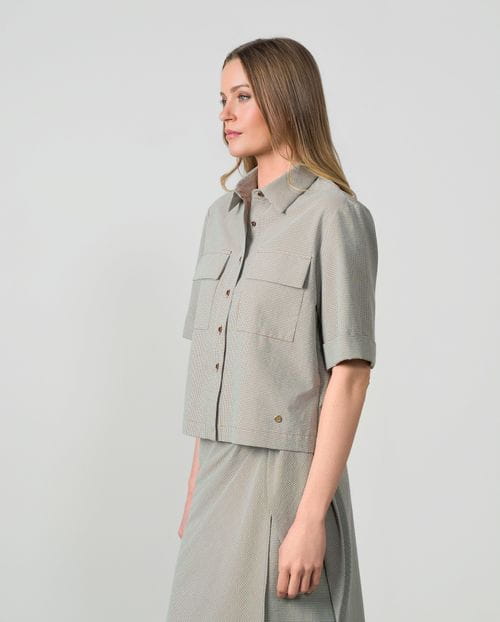 Camisa 'boxy' de manga corta en cuadro vichy