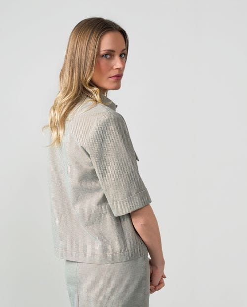 Camisa 'boxy' de manga corta en cuadro vichy