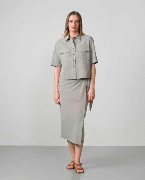 Camisa 'boxy' de manga corta en cuadro vichy