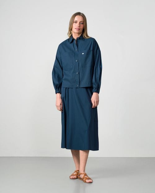 Overshirt in cotton poplin with rubberized snaps