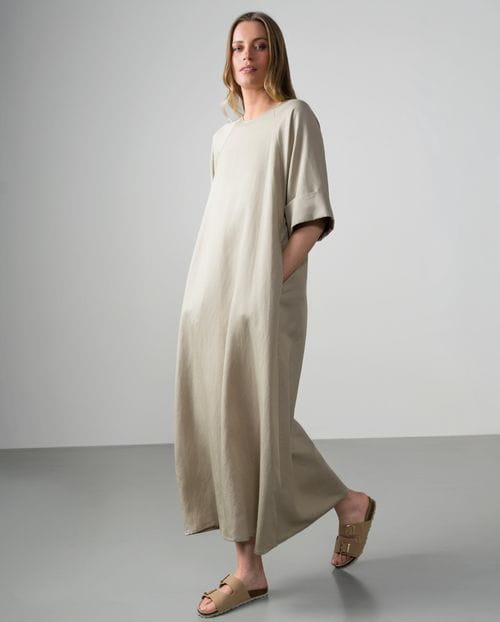 Long A-line dress in tencel