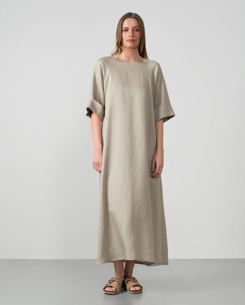 Long A-line dress in tencel