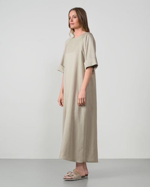 Long A-line dress in tencel